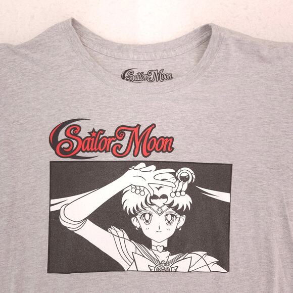 Sailor Moon Anime Graphic Short Sleeve Crew Neck T Shirt Mens Size XL Gray - Picture 1 of 9